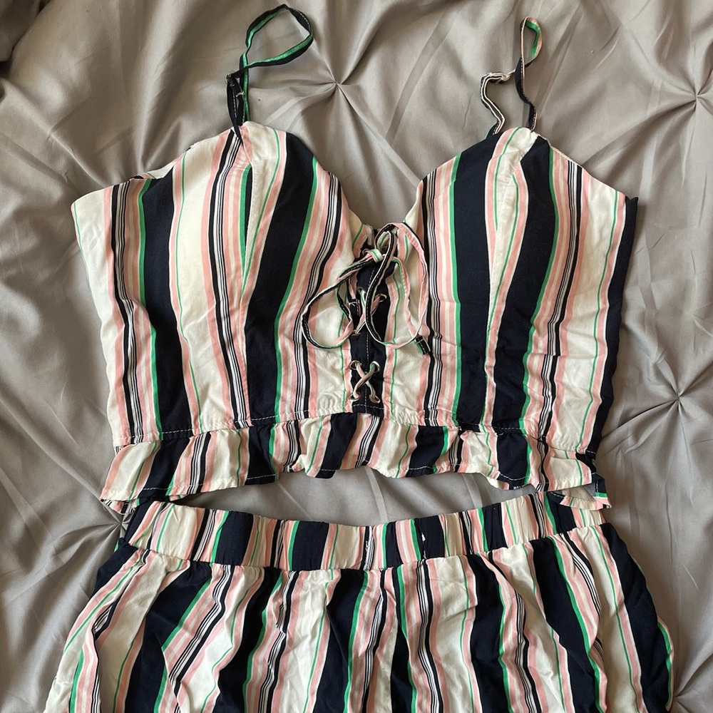 Striped 2 piece shorts and top